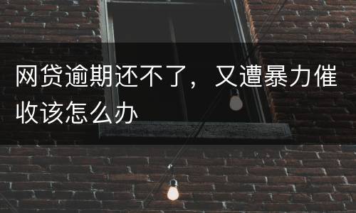 网贷逾期还不了，又遭暴力催收该怎么办