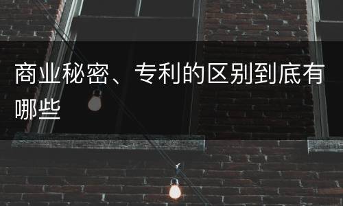 商业秘密、专利的区别到底有哪些