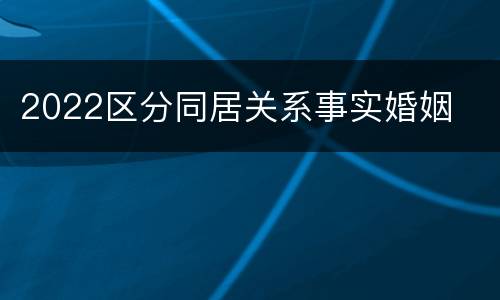 2022区分同居关系事实婚姻