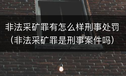 非法采矿罪有怎么样刑事处罚（非法采矿罪是刑事案件吗）