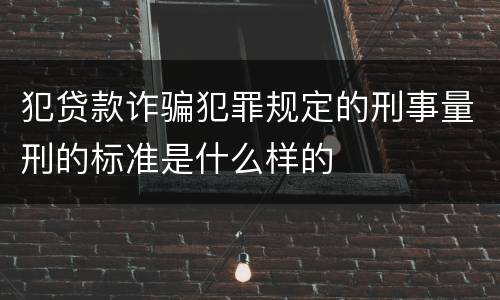 犯贷款诈骗犯罪规定的刑事量刑的标准是什么样的