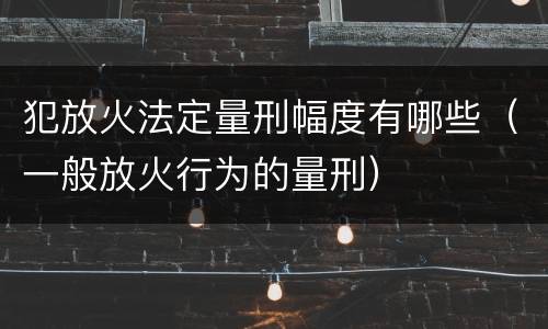 犯放火法定量刑幅度有哪些（一般放火行为的量刑）