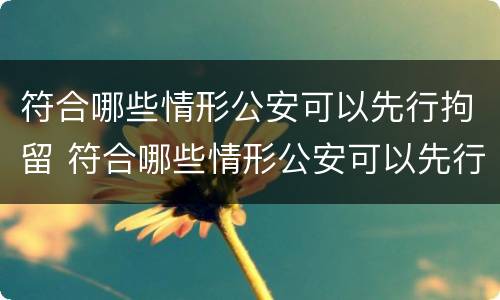 符合哪些情形公安可以先行拘留 符合哪些情形公安可以先行拘留人