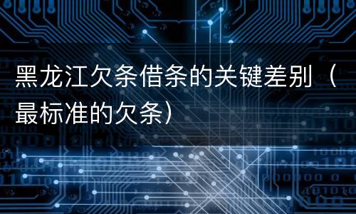 黑龙江欠条借条的关键差别（最标准的欠条）