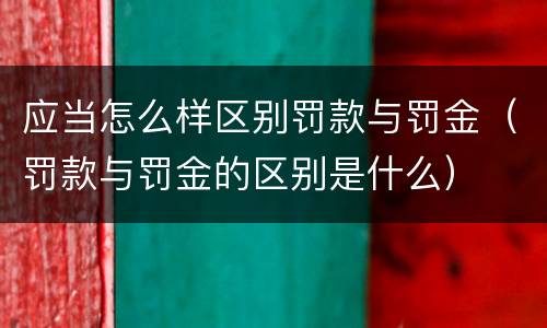 应当怎么样区别罚款与罚金（罚款与罚金的区别是什么）