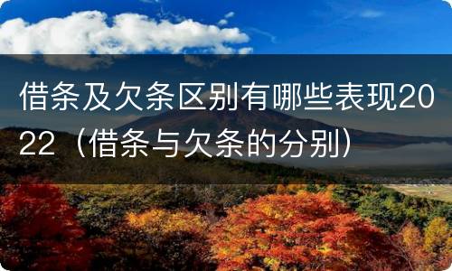 借条及欠条区别有哪些表现2022（借条与欠条的分别）