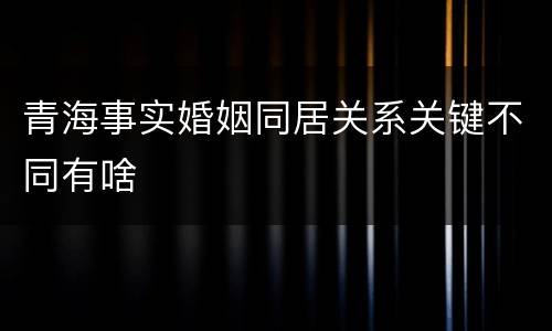 青海事实婚姻同居关系关键不同有啥