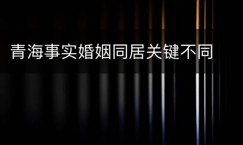青海事实婚姻同居关键不同