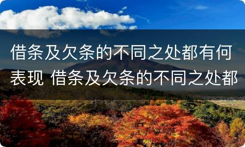 借条及欠条的不同之处都有何表现 借条及欠条的不同之处都有何表现和作用