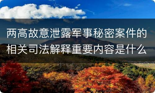 两高故意泄露军事秘密案件的相关司法解释重要内容是什么