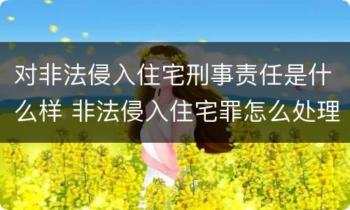 对非法侵入住宅刑事责任是什么样 非法侵入住宅罪怎么处理