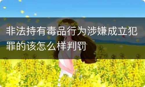 非法持有毒品行为涉嫌成立犯罪的该怎么样判罚