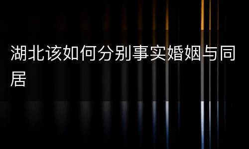 湖北该如何分别事实婚姻与同居