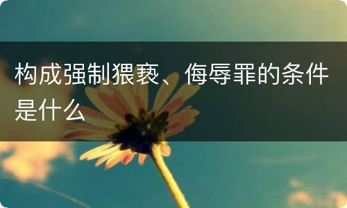 构成强制猥亵、侮辱罪的条件是什么