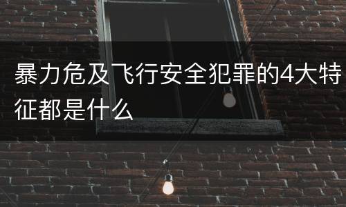 暴力危及飞行安全犯罪的4大特征都是什么