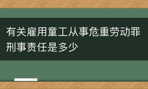 有关雇用童工从事危重劳动罪刑事责任是多少