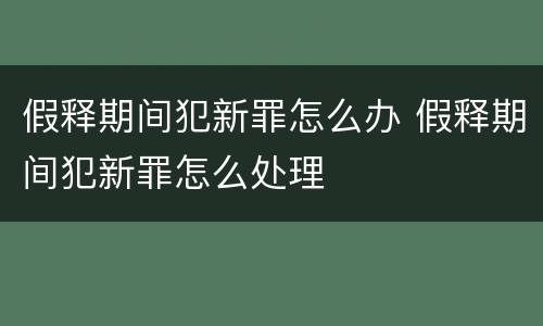 假释期间犯新罪怎么办 假释期间犯新罪怎么处理