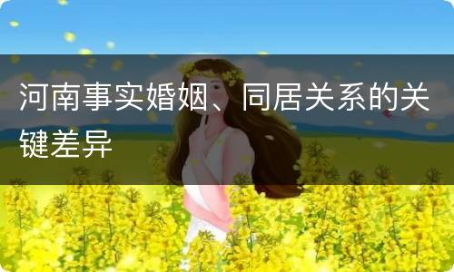 河南事实婚姻、同居关系的关键差异