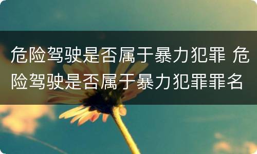 危险驾驶是否属于暴力犯罪 危险驾驶是否属于暴力犯罪罪名