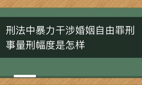 刑法中暴力干涉婚姻自由罪刑事量刑幅度是怎样