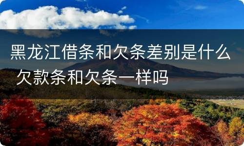 黑龙江借条和欠条差别是什么 欠款条和欠条一样吗