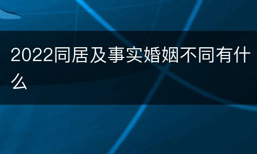 2022同居及事实婚姻不同有什么