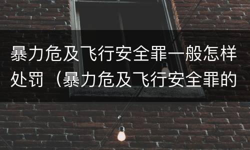 暴力危及飞行安全罪一般怎样处罚（暴力危及飞行安全罪的构成要件）