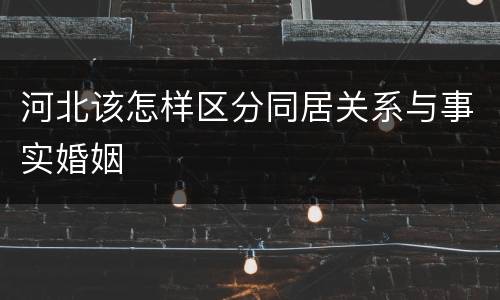 河北该怎样区分同居关系与事实婚姻