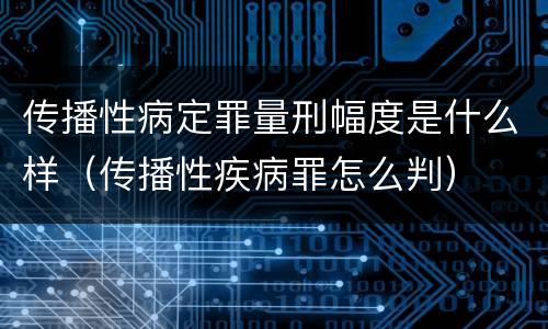 传播性病定罪量刑幅度是什么样（传播性疾病罪怎么判）