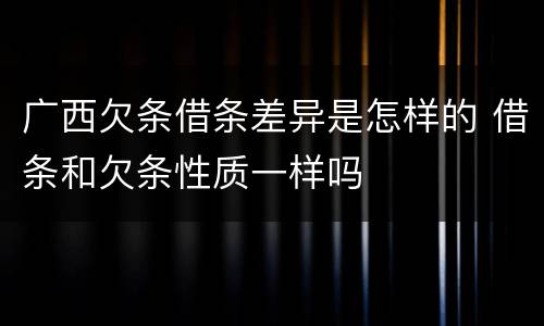广西欠条借条差异是怎样的 借条和欠条性质一样吗