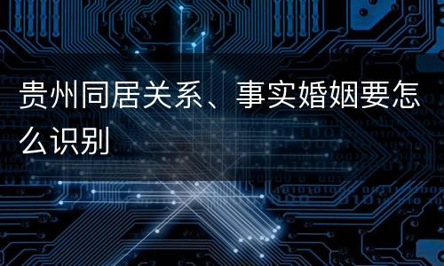 贵州同居关系、事实婚姻要怎么识别