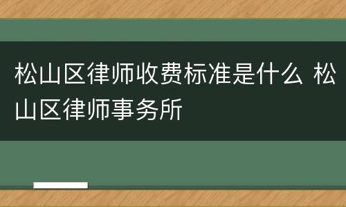 松山区律师收费标准是什么 松山区律师事务所