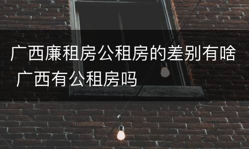 广西廉租房公租房的差别有啥 广西有公租房吗