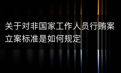 关于对非国家工作人员行贿案立案标准是如何规定