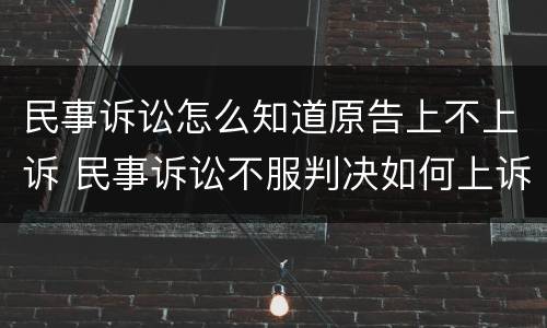 民事诉讼怎么知道原告上不上诉 民事诉讼不服判决如何上诉