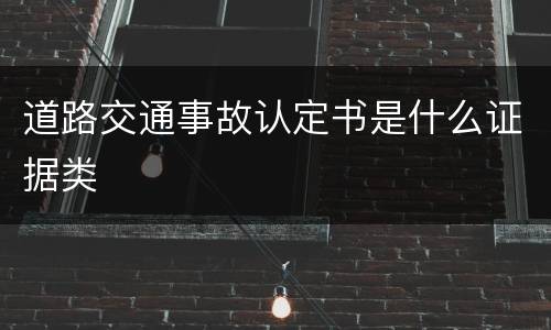 道路交通事故认定书是什么证据类