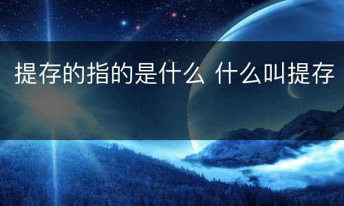 提存的指的是什么 什么叫提存
