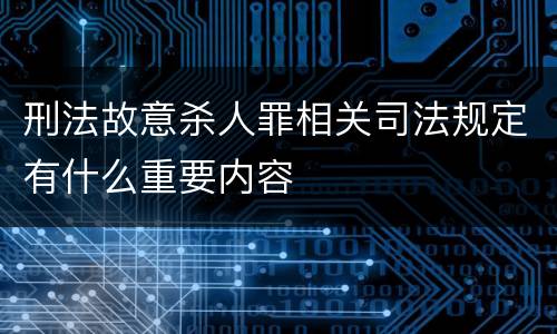 刑法故意杀人罪相关司法规定有什么重要内容