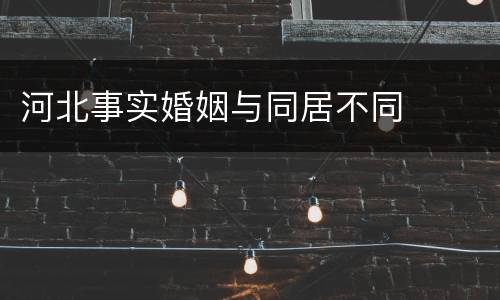 河北事实婚姻与同居不同