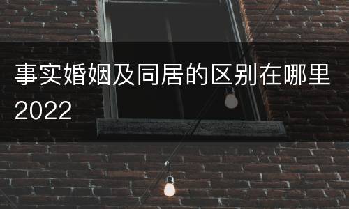 事实婚姻及同居的区别在哪里2022