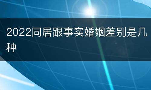 2022同居跟事实婚姻差别是几种