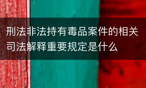 刑法非法持有毒品案件的相关司法解释重要规定是什么