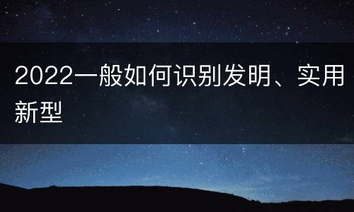 2022一般如何识别发明、实用新型