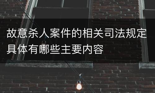 故意杀人案件的相关司法规定具体有哪些主要内容