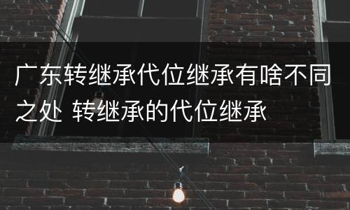 广东转继承代位继承有啥不同之处 转继承的代位继承