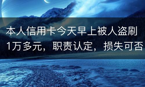 本人信用卡今天早上被人盗刷1万多元,职责认定,损失可否还能追讨去