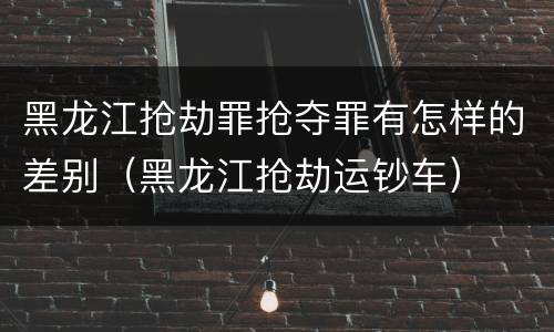 黑龙江抢劫罪抢夺罪有怎样的差别（黑龙江抢劫运钞车）