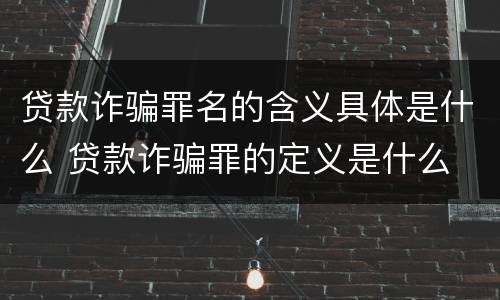 贷款诈骗罪名的含义具体是什么 贷款诈骗罪的定义是什么