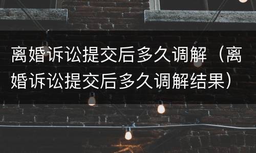 离婚诉讼提交后多久调解（离婚诉讼提交后多久调解结果）