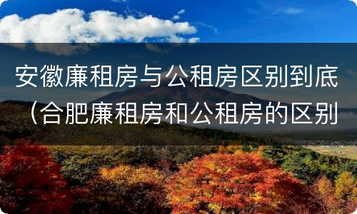 安徽廉租房与公租房区别到底（合肥廉租房和公租房的区别）